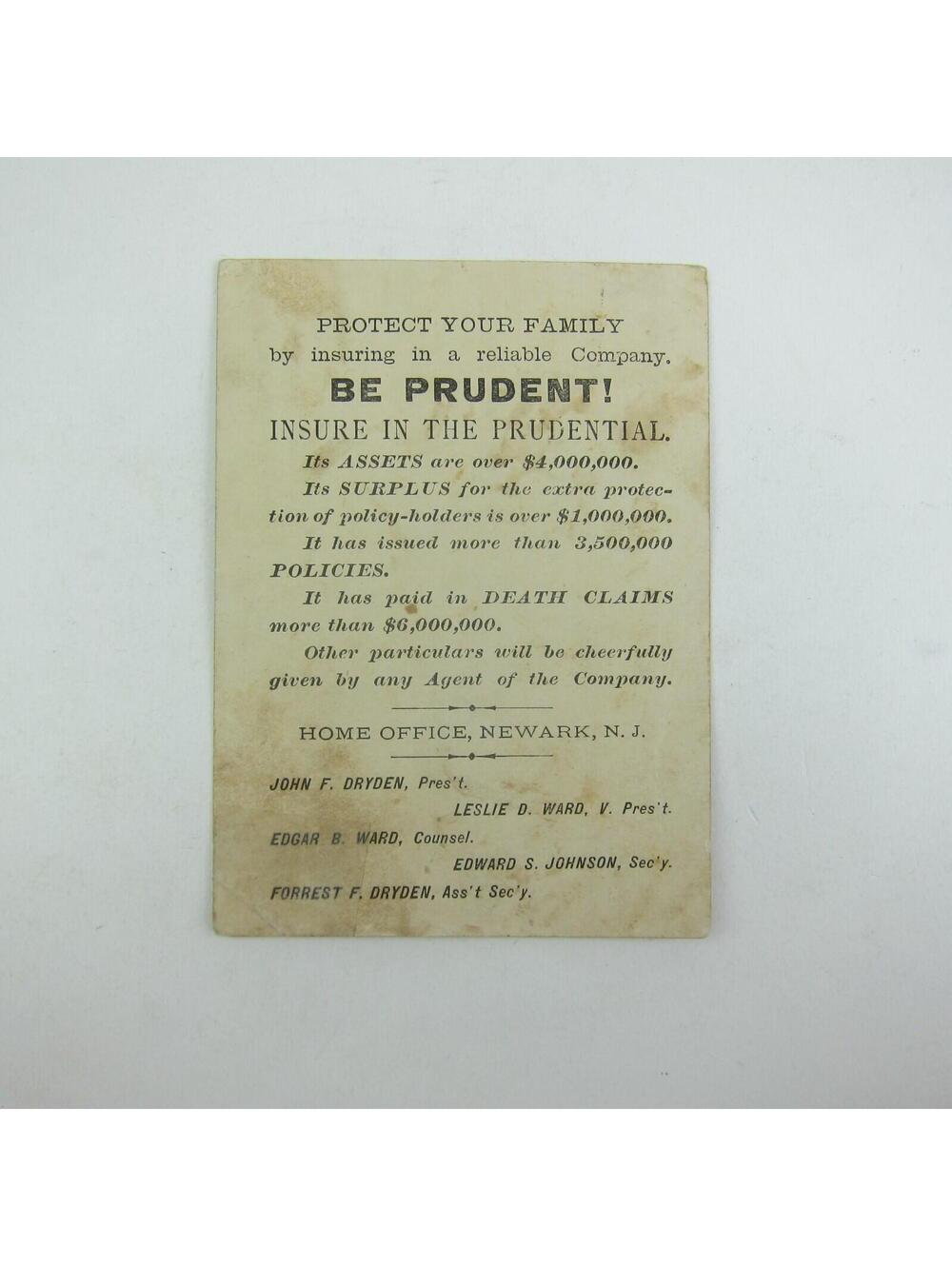 Victorian Trade Card Prudential Insurance Boy Whispers Secret to Girl Antique - Picture 6 of 12